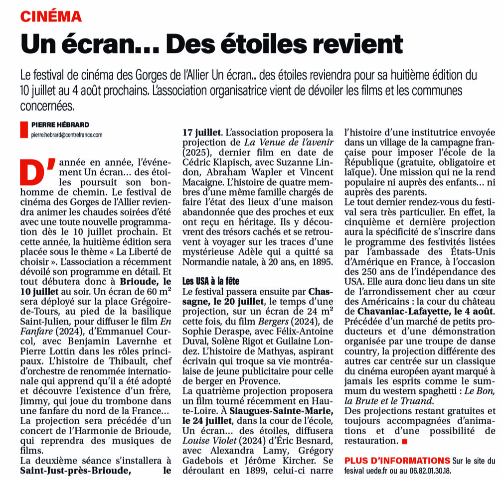 UN ECRAN DES ETOILES REVIENT
